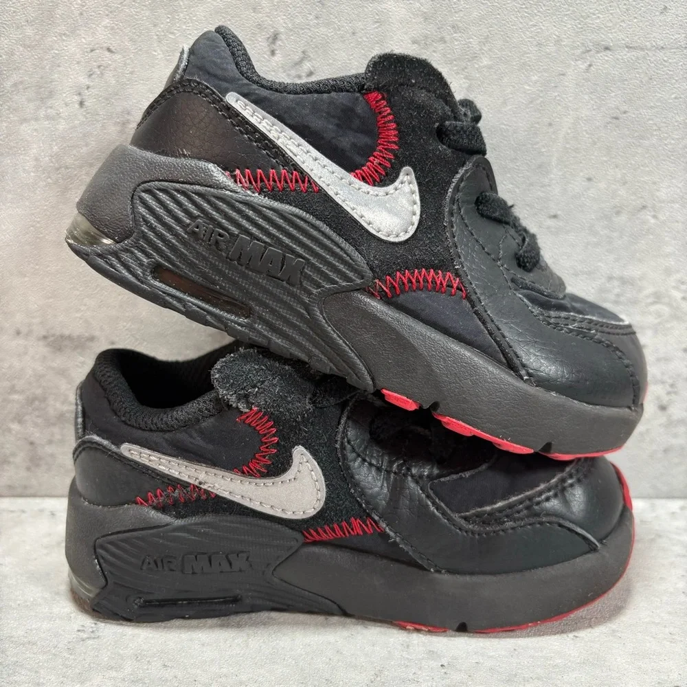 Nike Air Max Excee Shoes Toddler Size 7C (TD) Black Red Sneakers CD6893-005‎